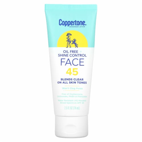 Coppertone Sunscreen Lotion Oil Free + Shine Control Face SPF 45 – 2.5 fl oz (74 ml)
