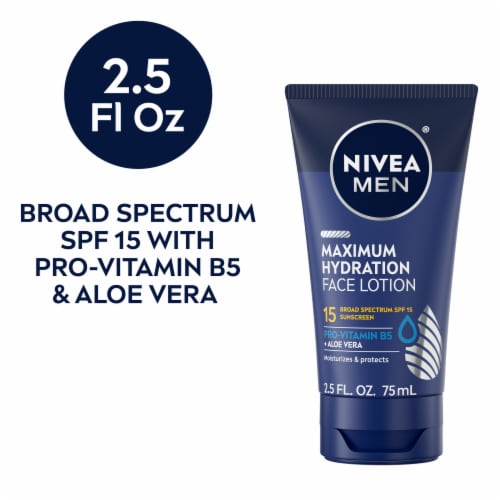 NIVEA MEN Maximum Hydration Face Lotion Broad Spectrum SPF 15 Sunscreen with Aloe Vera Perspective: front