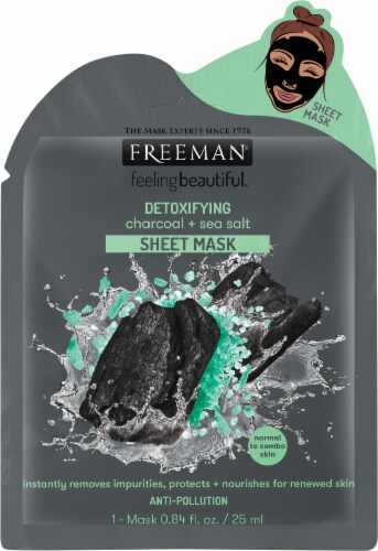 Freeman® Detoxifying Charcoal & Sea Salt Sheet Mask Perspective: front