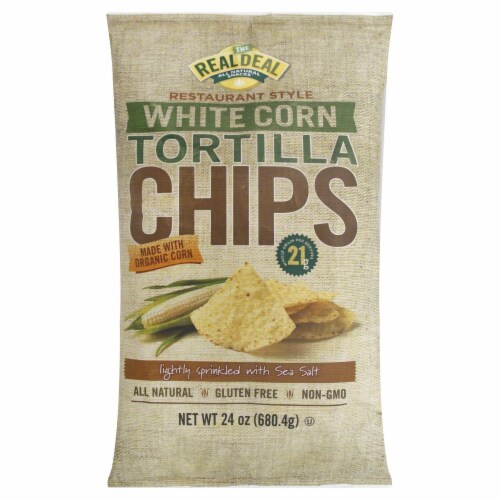The Real Deal Restaurant Style White Corn Tortilla Chips, 24 oz Food