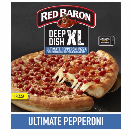 Red Baron Deep Dish XL Ultimate Pepperoni Frozen Pizza Perspective: front