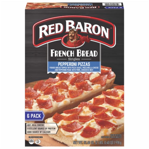 Red Baron Frozen Pizza Pack French Bread Pepperoni Perspective: front