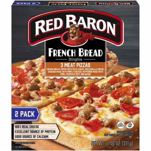 Red Baron® Singles French Bread 3-Meat Frozen Pizzas Perspective: front