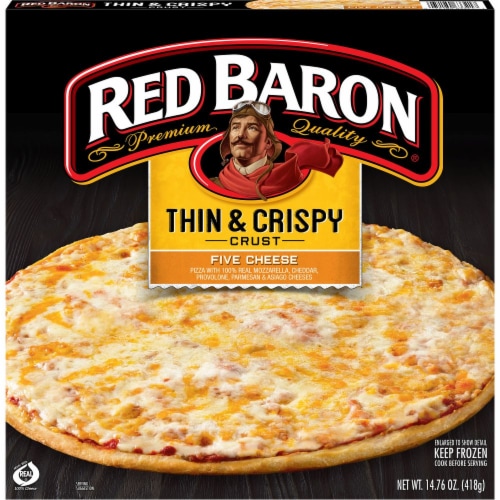 Red Baron Thin and Crispy Five Cheese Pizza Perspective: front