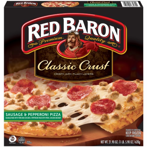 Red Baron Classic Crust Sausage & Pepperoni Pizza Perspective: front
