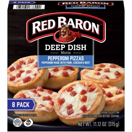 Red Baron Deep Dish Mini Pepperoni Pizzas 8 Count Perspective: front