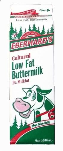 Eberhard's Dairy Cultured 1% Lowfat Butter Milk Perspective: front