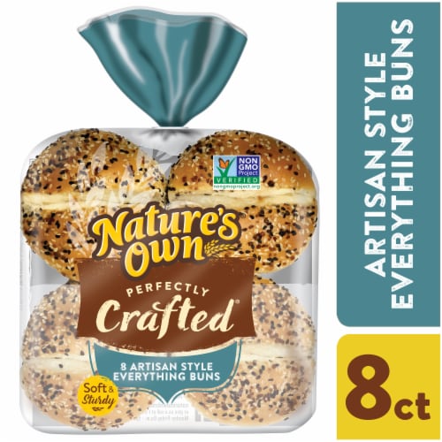 Nature's Own Perfectly Crafted Everything Buns Non-GMO Everything Hamburger Buns Perspective: front