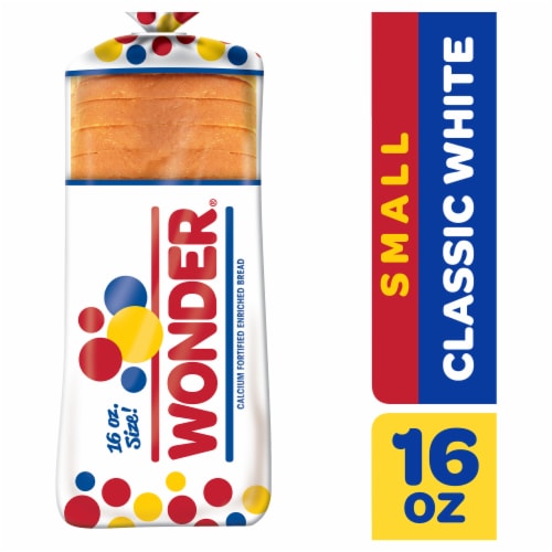 Wonder Bread Small Classic White Sandwich Bread, Sliced White Bread, 16 oz Loaf Perspective: front