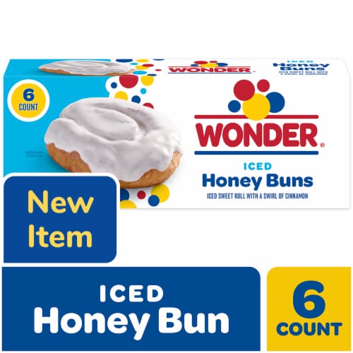 Wonder Iced Honey Buns, Individually Wrapped Iced Pastry Snacks Perspective: front
