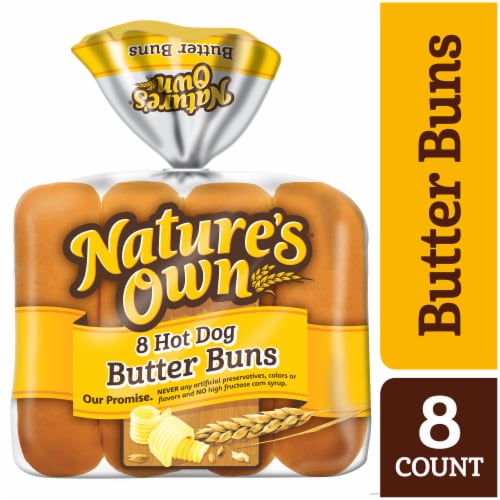 Nature's Own Hot Dog Butter Buns Soft White Bread Hot Dog Buns, 8 ct ...