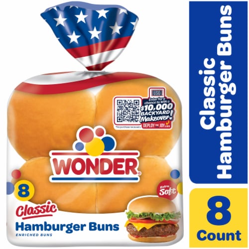 Wonder Bread Classic White Bread Hamburger Buns, 8 ct - Jay C Food