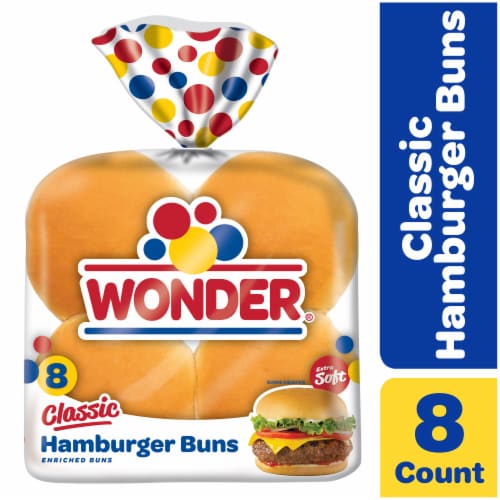 Wonder Bread Classic White Bread Hamburger Buns Perspective: front