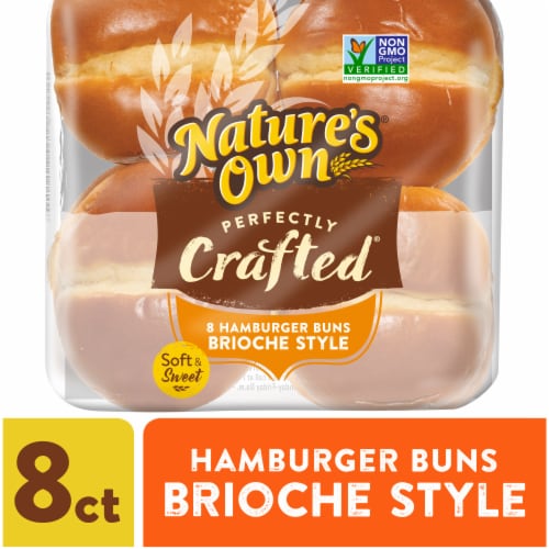 Nature's Own Perfectly Crafted Brioche Style Hamburger Buns Non-GMO Sandwich Buns Perspective: front