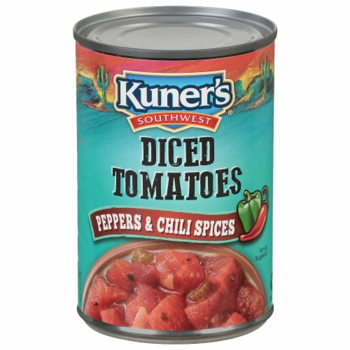 Kuner's Southwest Diced Tomatoes Peppers & Chili Spices Perspective: front