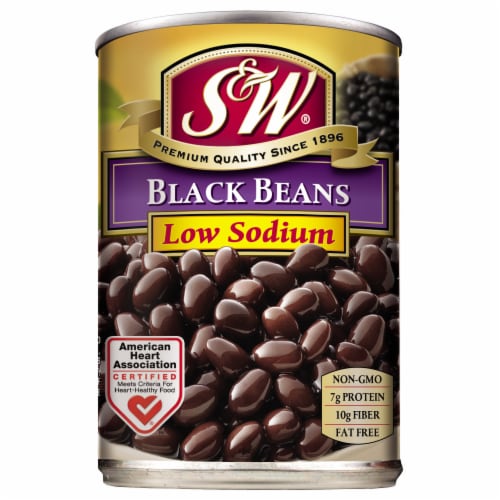 S&W® Low Sodium Black Beans Perspective: front