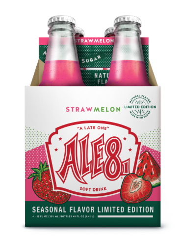 Ale-8-One Strawmelon Soft Drink Bottles Perspective: front