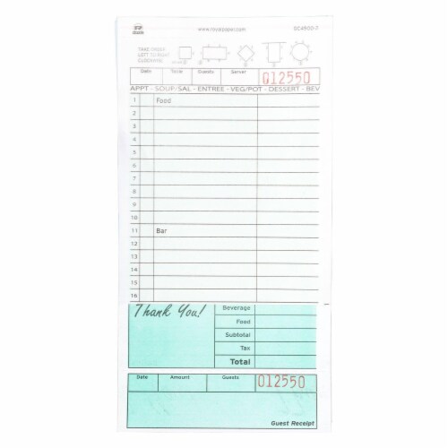Guest Check Pad, 16 Lines, Two-Part Carbonless, 4.2 x 8.25, 50 Forms/Pad, 50 Pads/Carton Guest Check Pad, 16 Lines, Two-Part Carbonless, 4.2 x 8.25, 50 Forms/Pad, 50 Pads/Carton