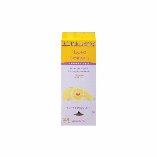 Bigelow I Love Lemon Herbal Tea, 0.06 Oz Tea Bag, 28/box RCB003991 Perspective: front