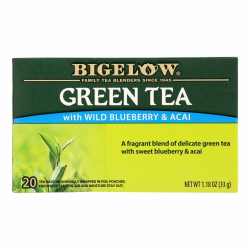 Bigelow® Green Tea with Wild Blueberry & Acai Tea Perspective: front