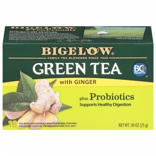 Bigelow® Green Tea with Ginger Plus Probiotics Tea Bags Perspective: front