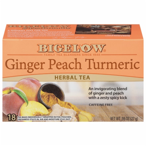 Bigelow® Ginger Peach Turmeric Herbal Tea Bags Perspective: front
