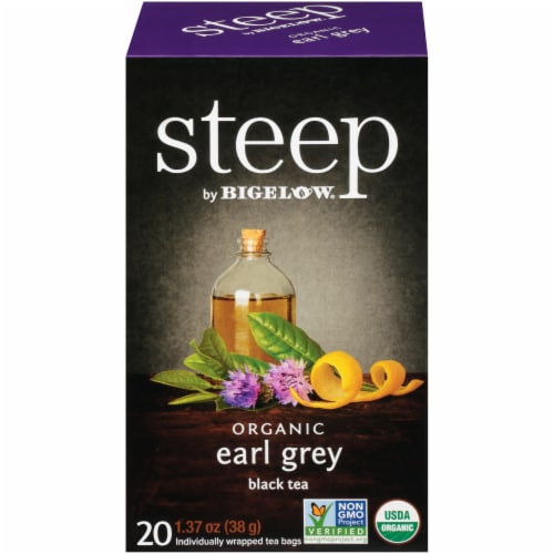 Bigelow Steep Organic Early Grey Black Tea Perspective: front