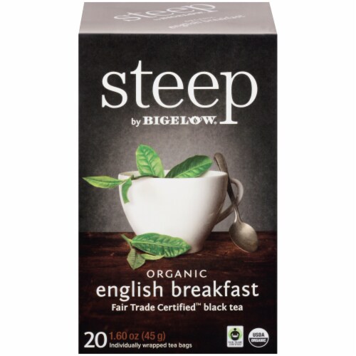 Bigelow Steep Organic English Breakfast Black Tea Perspective: front