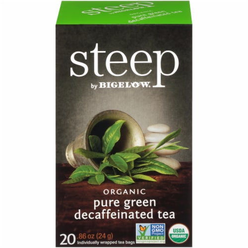 Bigelow Steep Organic Pure Green Decaffeinated Tea Perspective: front