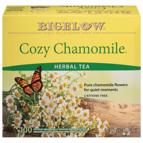 Bigelow Cozy Chamomile Herbal Tea Caffeine Free Tea Bags Perspective: front