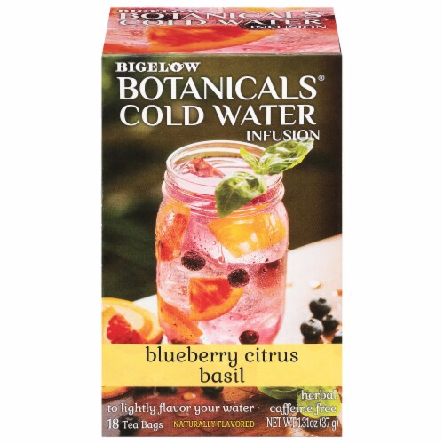 Bigelow Botanicals Cold Water Infusion Blueberry Citrus Basil Herbal Tea Bags Perspective: front