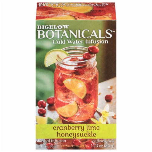 Bigelow Botanicals Cold Water Infusion Cranberry Lime Honeysuckle Herbal Tea Bags Perspective: front