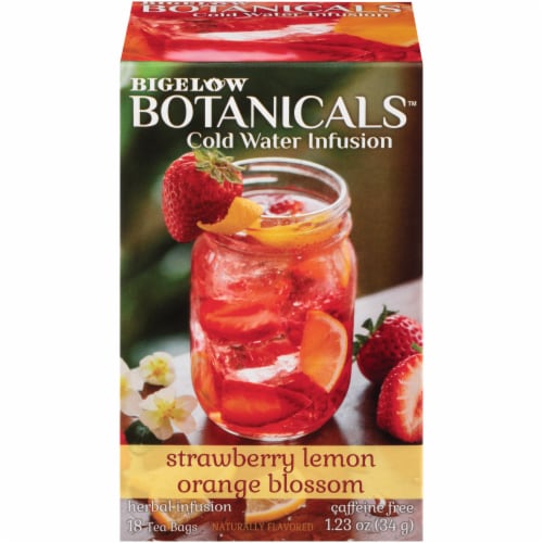 Bigelow Botanicals™ Cold Water Infusion Strawberry Lemon Orange Blossom Herbal Tea Bags Perspective: front