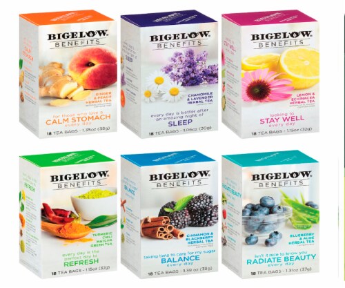 Bigelow Benefits Tea Mixed Case Perspective: front