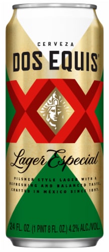 Dos Equis Mexican Lager Beer, Single 24 fl oz Can Perspective: front