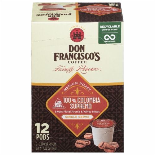 Don Francisco's Coffee® Family Reserve® 100% Columbian Supremo Coffee Single Serve Cups Perspective: front