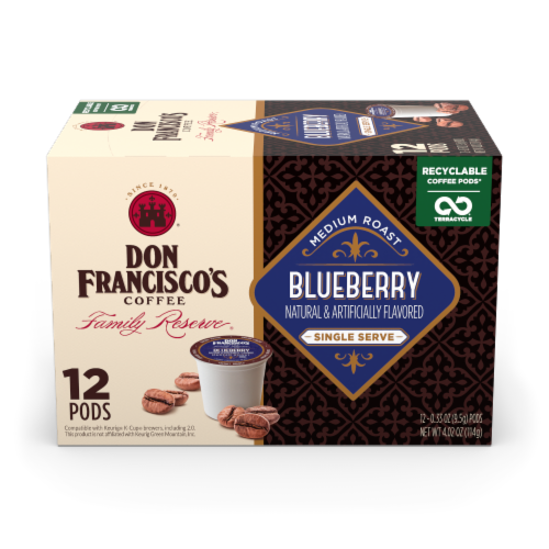 Don Francisco's® Blueberry Medium Roast Single Serve Coffee Pods Perspective: front