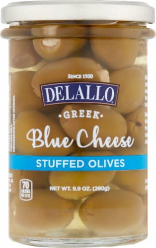DeLallo® Greek Blue Cheese Stuffed Olives Perspective: front