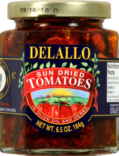 DeLallo Olive Oil & Herbs Sun Dried Tomatoes Perspective: front
