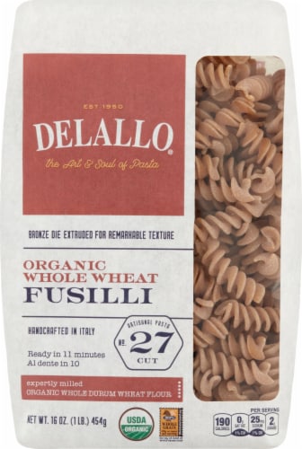 DeLallo® Organic Whole Wheat Fusilli No 27 Perspective: front