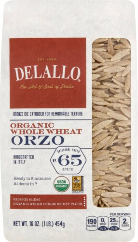 DeLallo® Organic Whole Wheat Orzo No 65 Perspective: front