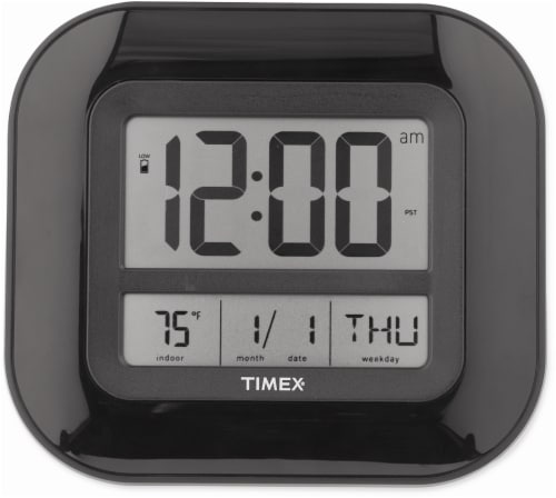 Timex Atomic Digital Wall Clock with Indoor Temperature - Black, 8 x 9 x   in - Fred Meyer