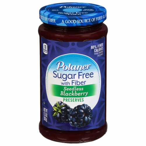 Polaner Sugar Free with Fiber Seedless Blackberry Preserves, Gluten-Free Perspective: front