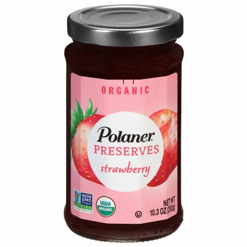 Polaner Organic Strawberry Preserves, 10.3 oz Jar Perspective: front