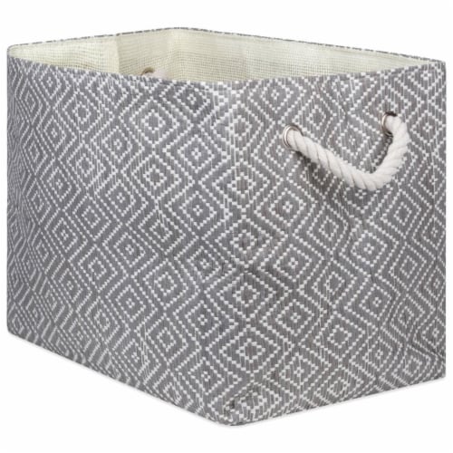 Design Imports CAMZ10107 Paper Bin - Diamond Basketweave Gray & White, 17 x 12 x 12 in. Perspective: front