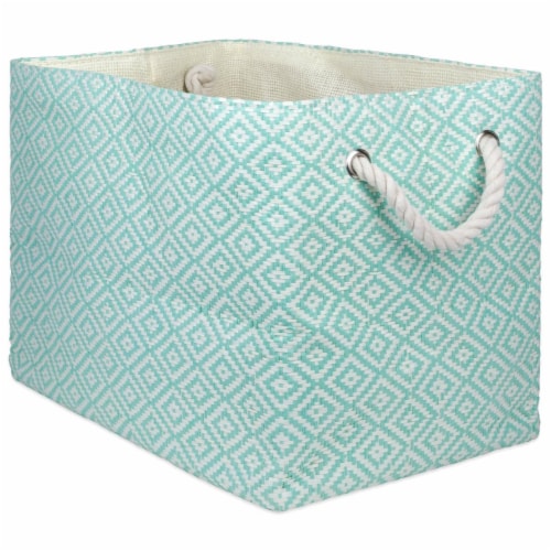Design Imports CAMZ10132 Rectangle Paper Bin - Geo Diamond Aqua, 17 x 12 x 12 in. Perspective: front