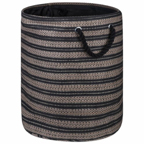Design Imports CAMZ10156 Round Paper Bin - Basketweave Stone & Black, 20 x 15 x 15 in. Perspective: front