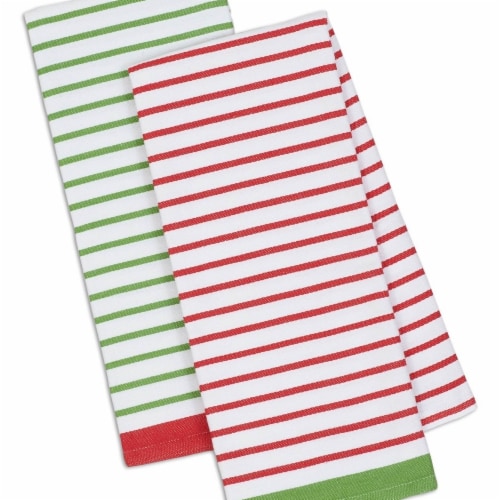 Design Imports Assorted Christmas Candy Stripe Dish Towel Set - Set of 2 Perspective: front
