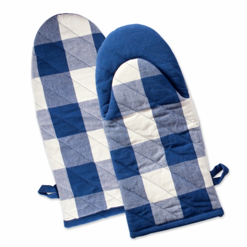 DII Navy Buffalo Check Oven Mitt (Set of 2) Perspective: front