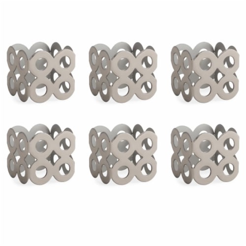 Design Imports CAMZ10245 Silver Square Die Cut Napkin Ring - Set of 6 Perspective: front
